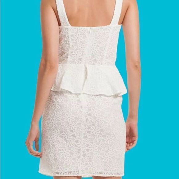 TRINA TURK NWT V NECK PEPLUM LACE DRESS WHITE WASH ALL OCCASION - Picture 3 of 9